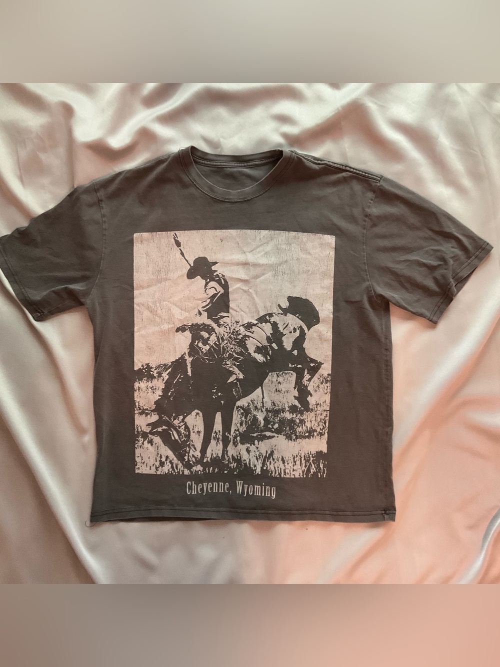 Men's Dark Gray Cheyenne Wyoming Graphic Tee - Cowboy Rodeo Print